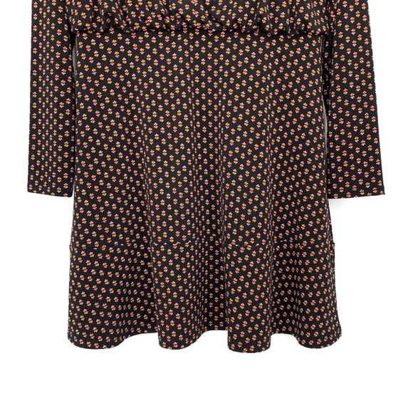 LOFT Long Sleeve Keyhole Neck Mini Dress Black Pink Yellow 4 - Picture 4 of 8